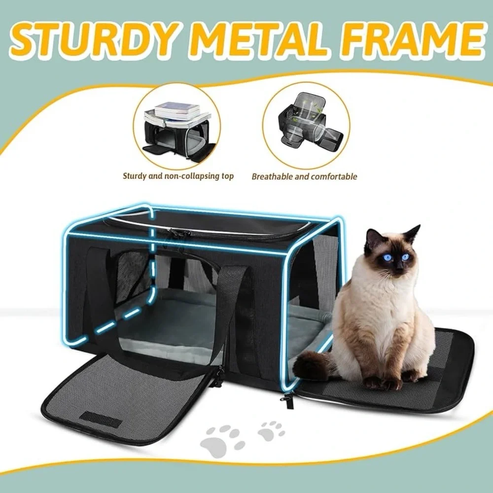 Pet Travel Carrier Bag for Small Cats and Dogs, Soft Dog Carrier 17x12x8.5